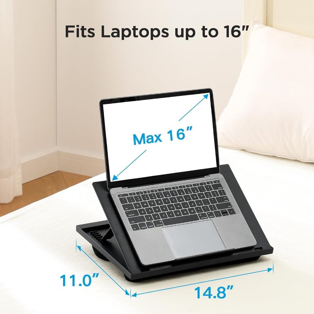 Adjustable Laptop Stand with 8 Angles - Dual Cushion Desk for Sofa, Bed, Car or